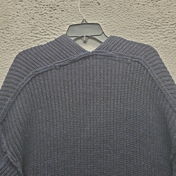 Free People Cardigan Sweater Womens M Navy Chunky Knit Long Sleeve Open Front - Picture 9 of 10